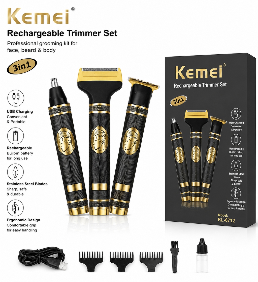 Kemei KM-6712 Professional 3-in-1 Hair Trimmer for Men