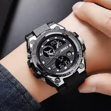 Men's Analog Digital Sports Watch – Multifunction Black Tactical Design