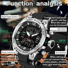 Men's Analog Digital Sports Watch – Multifunction Black Tactical Design